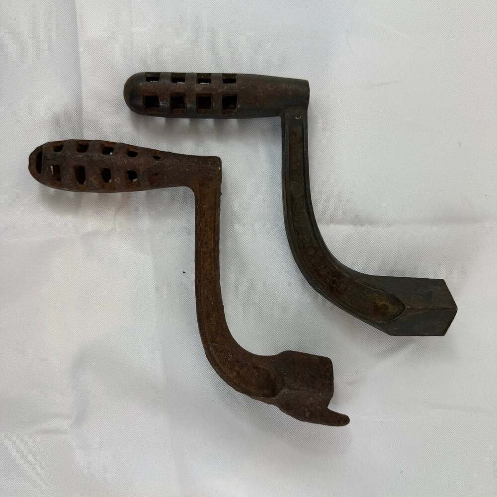 Antique Monarch Cast Iron Ash Grate Shaker Handles, Lot Of 2, Wood Stove Vented